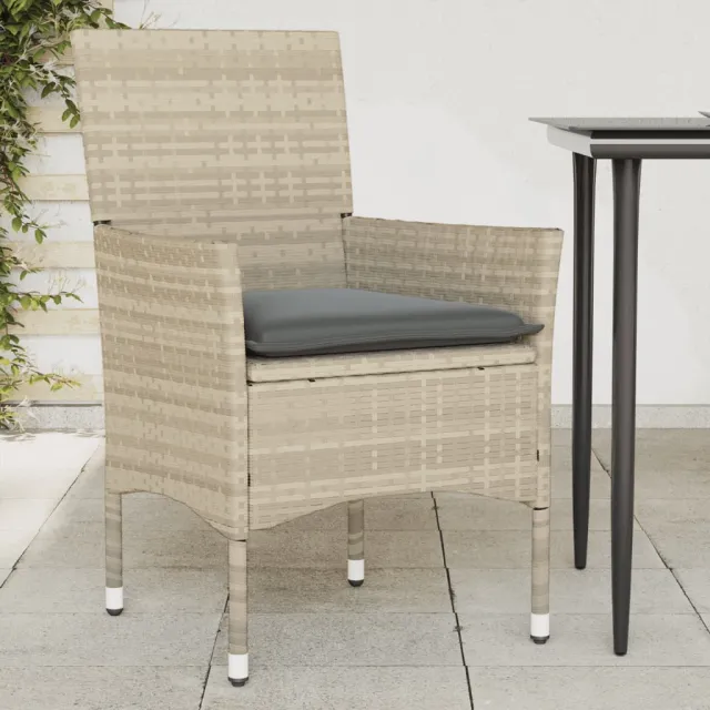 vidaXL Tuinstoelen 2 st met kussens poly rattan lichtgrijs