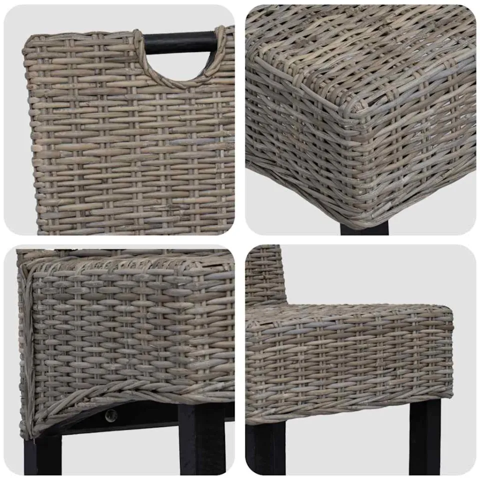 vidaXL Eetkamerstoel Kubu 2 stuks rattan mangohout bruin, foto 4