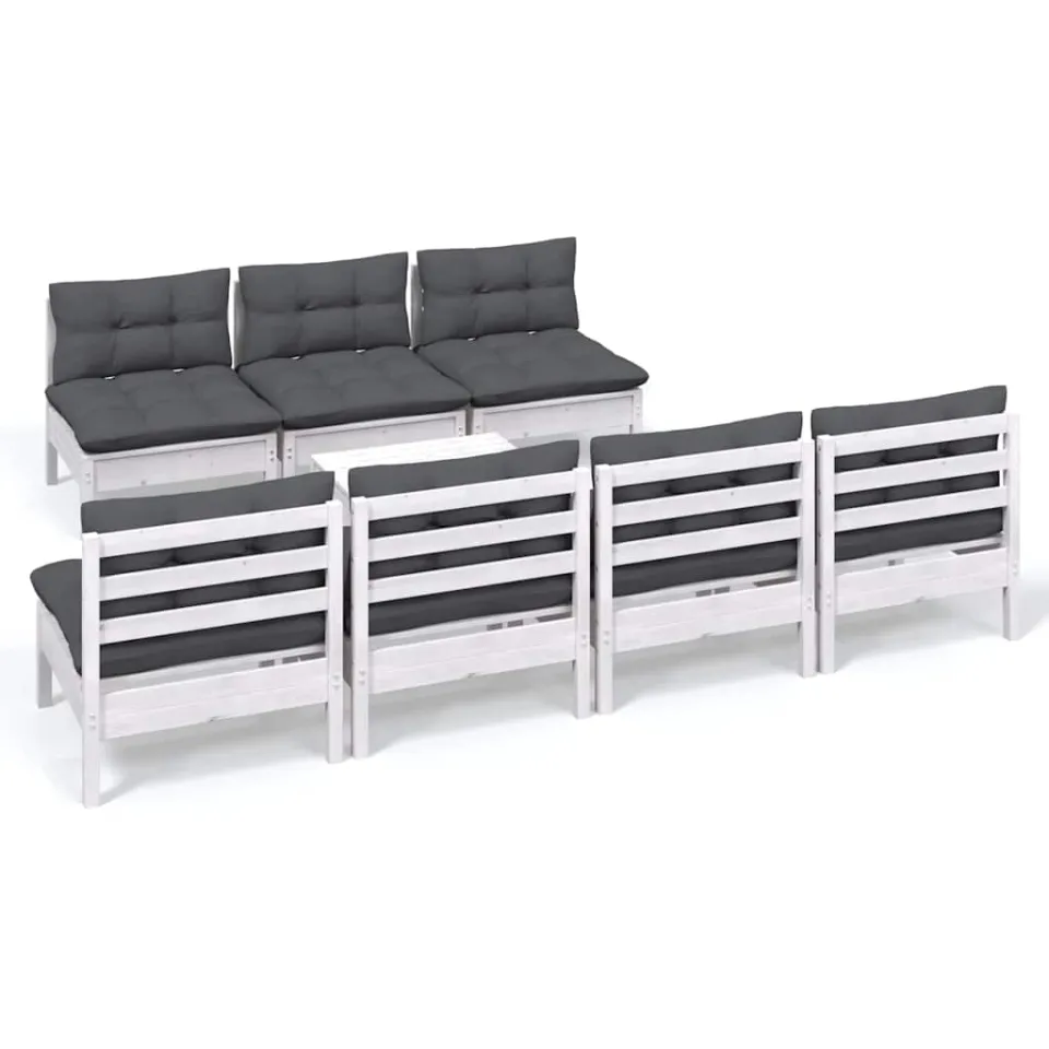 vidaXL 8-delige Loungeset met antracietkleurige kussens grenenhout, foto 3