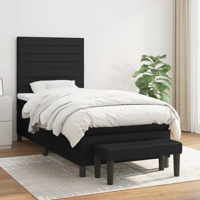 vidaXL Boxspring met matras stof zwart 80x200 cm