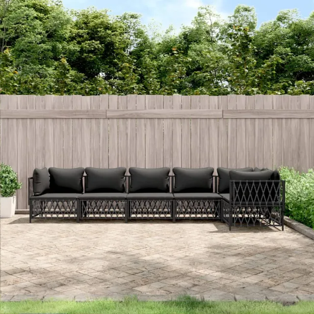 vidaXL 6-delige Loungeset met kussens staal antracietkleurig, foto 2