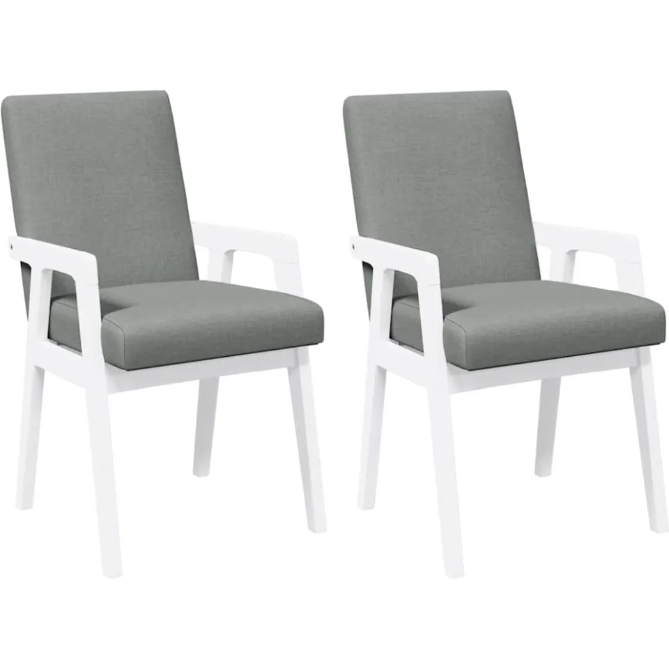 vidaXL Eetkamerstoelen met kussens 2 stuks wit massief hout rubber