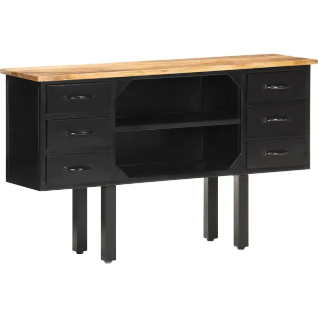 vidaXL Dressoir 110x30x65 cm massief ruw mangohout en staal Bruin