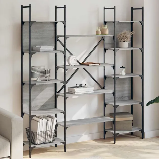 vidaXL Boekenkast 155,5x24x166,5 cm bewerkt hout grijs sonoma eiken, foto 2