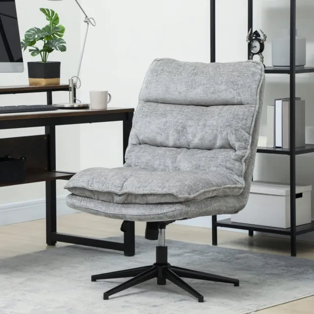 MODENUIT Bureaustoel 63,5 x 81 x 96-102 cm - Draaibaar en Hoogteverstelbaar - Werkkamer - Chenille Grijs