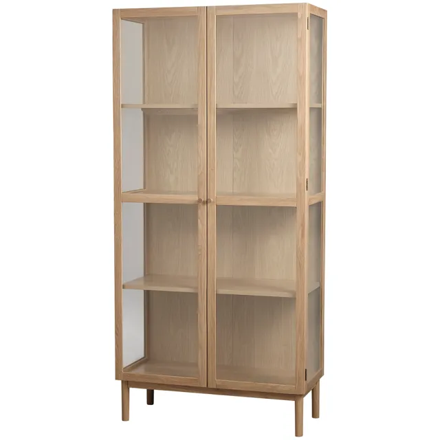 Olivine Boris eikenhouten vitrinekast naturel - 90 x 190 cm Bruin
