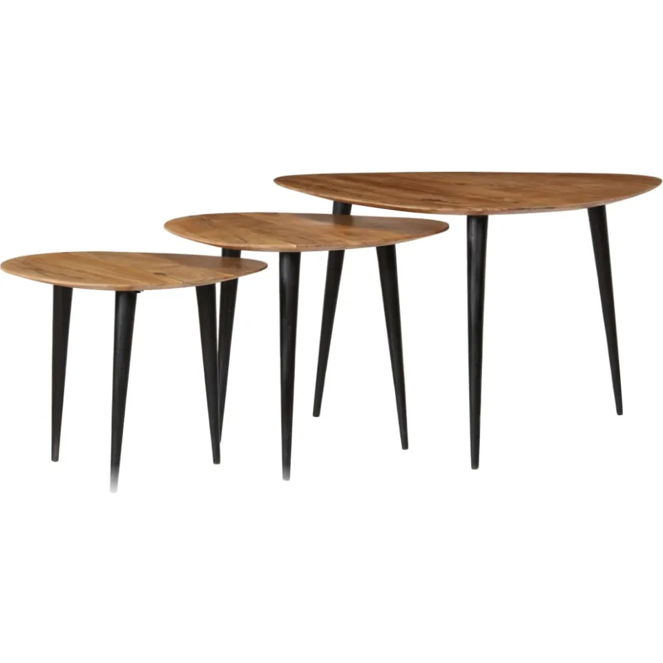 vidaXL 3-delige Salontafelset massief acaciahout bruin, foto 2