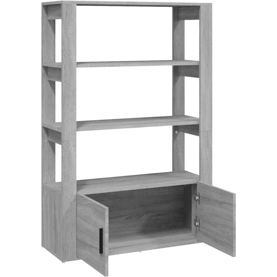 vidaXL Dressoir 80x30x119,5 cm bewerkt hout grijs sonoma eikenkleurig, foto 4