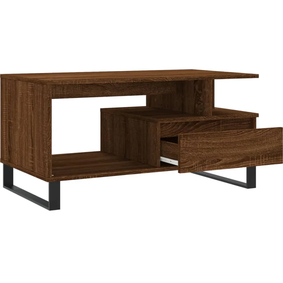 vidaXL Salontafel 90x49x45 cm bewerkt hout bruineiken, foto 4