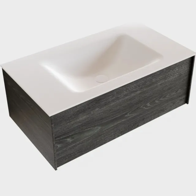 Boss & Wessing Badkamermeubel BWS Madrid Antraciet 80x45x30 cm Mat Witte Solid Surface Wastafel (1 kraangat)