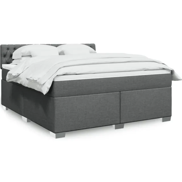 vidaXL Boxspring met matras stof donkergrijs 180x200 cm grijs