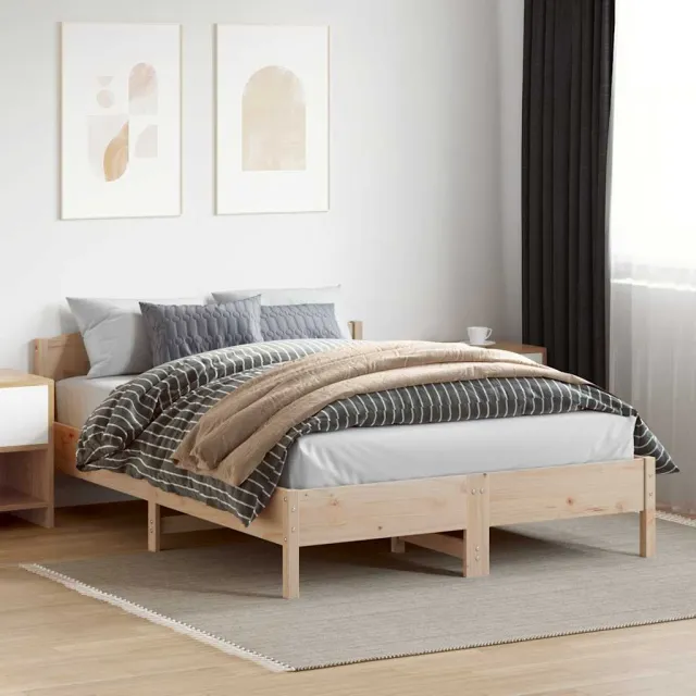 vidaXL Bedframe zonder matras massief grenenhout 150x200 cm Bruin