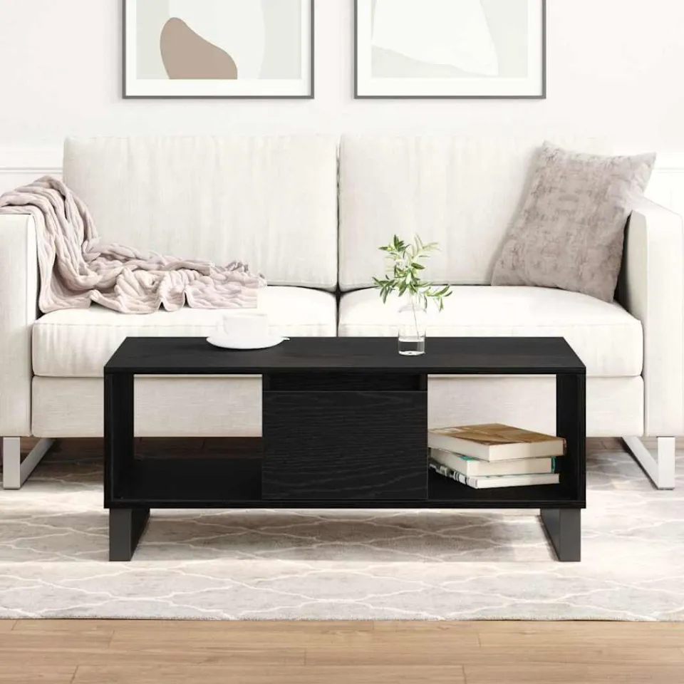 vidaXL Salontafel Zwart Eiken 90 x 50 x 36,5 cm Bewerkt hout, foto 4