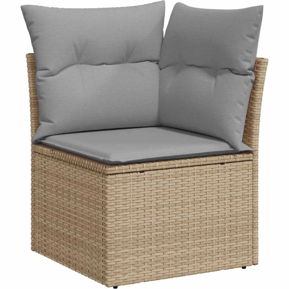 vidaXL Tuinbankenset 11 st Beige en Licht Grijs poly rattan, foto 4