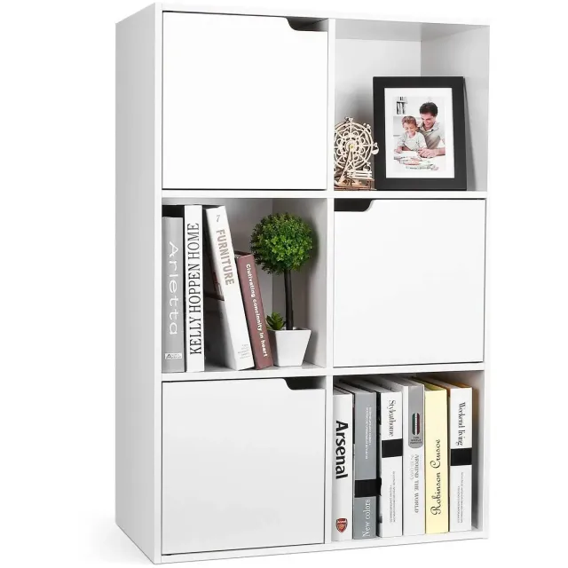 MokoHub Boekenkast met 6 Vakken - Houten Kubus Opbergkast - Boekenplank voor Woonkamer - Vakkenkast Staand - 60x29x90 cm - Wit