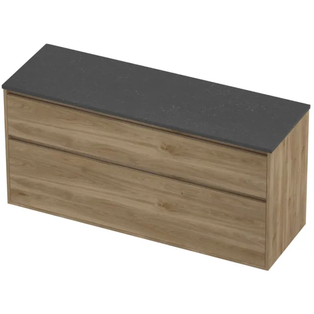 Proline Deck Badmeubelset Hardsteen Greeploos Asymmetrisch Kader 140x46x67 cm Blue Stone Cider Oak Eiken