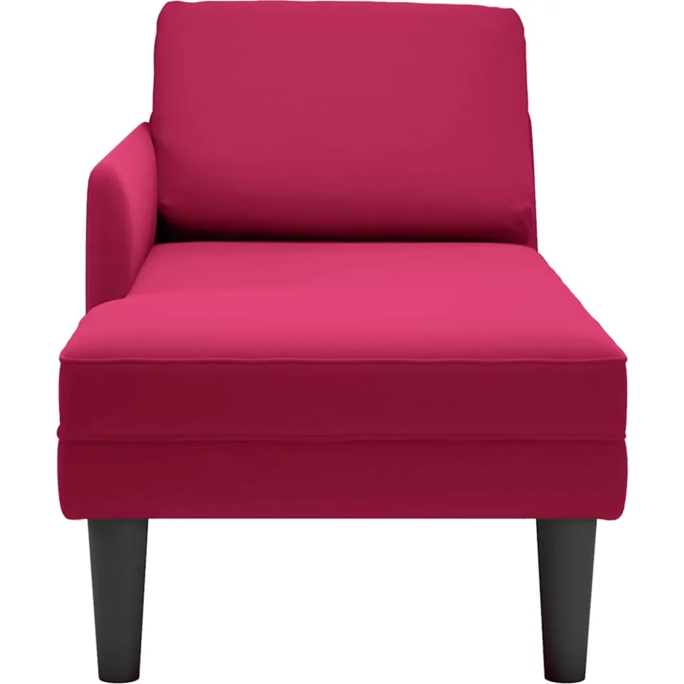 vidaXL Chaise longue met kussen en rechterarmleuning fluweel wijnrood