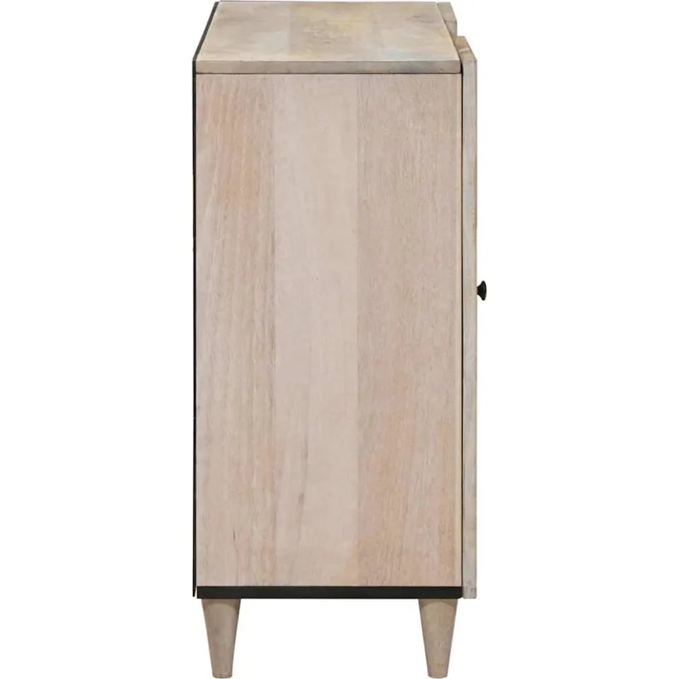 vidaXL Dressoir Bleached Wit 90 x 33 x 75 cm Massief Mango Hout, foto 4