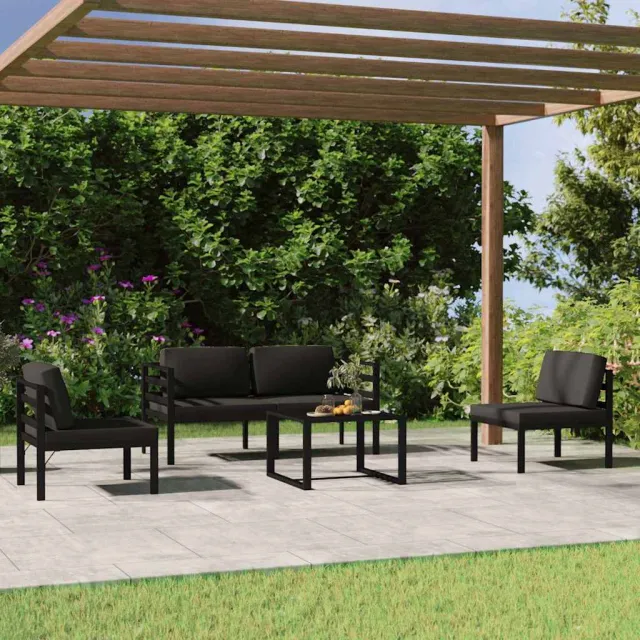vidaXL 5-delige Loungeset met kussens aluminium antracietkleurig, foto 2