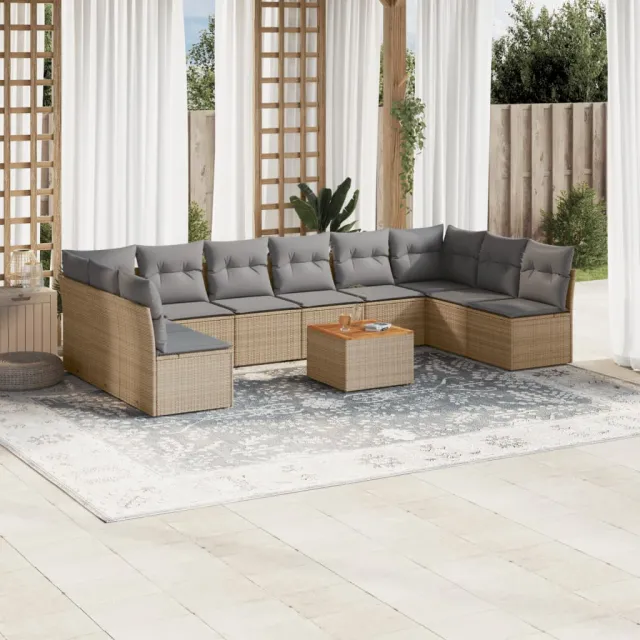 vidaXL Patio Sofa Set 10-zits Mix Beige en Lichtgrijs, foto 2