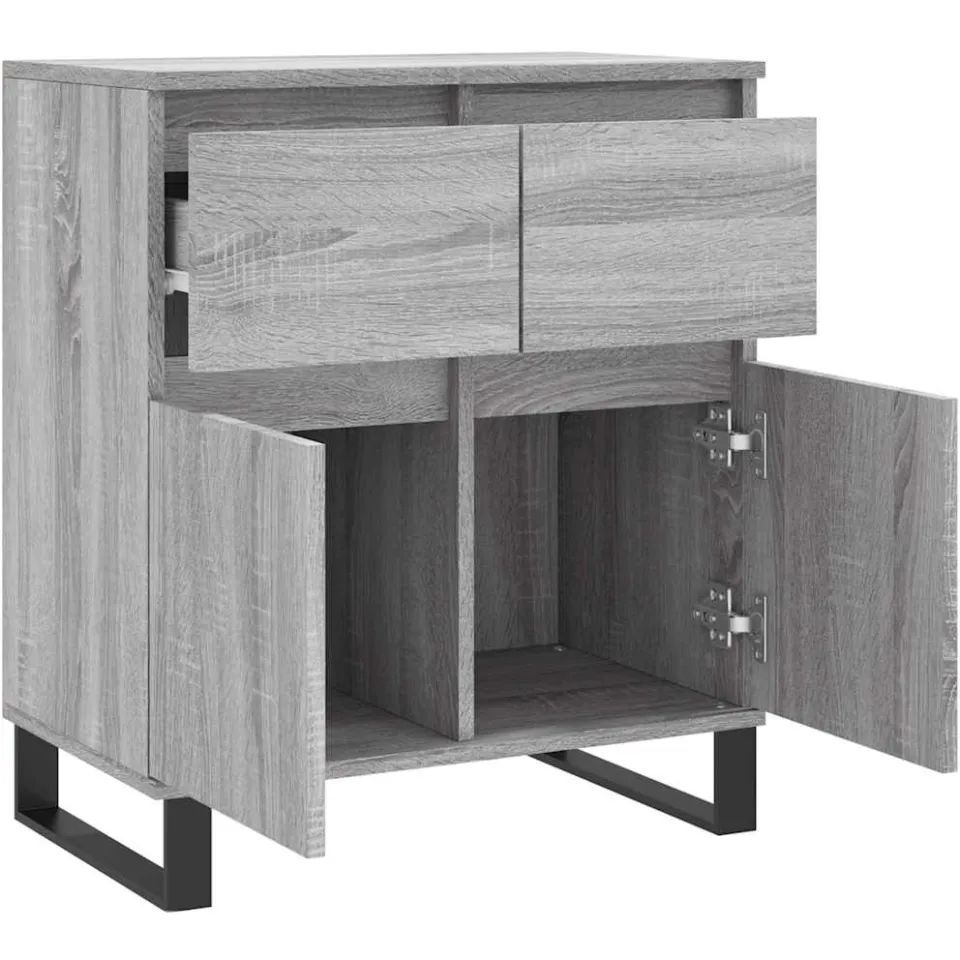 vidaXL Dressoir 60x35x70 cm bewerkt hout grijs sonoma eikenkleurig, foto 4