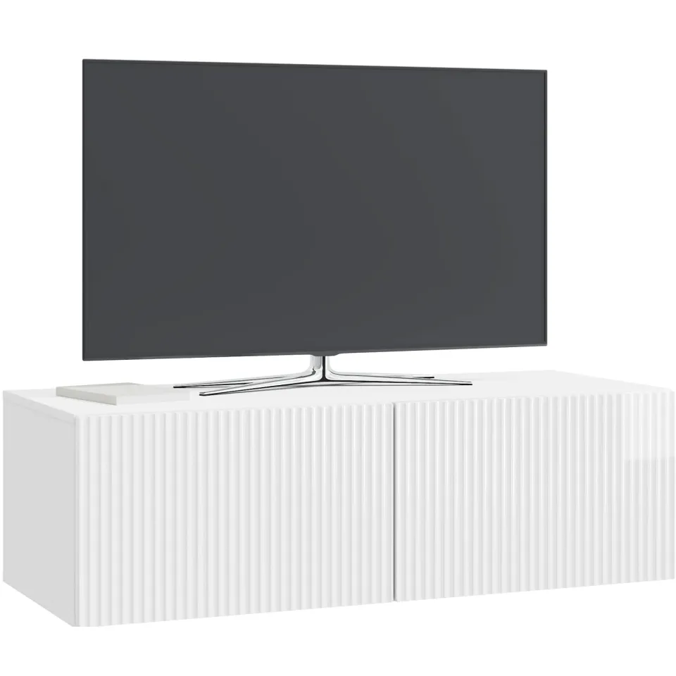 vidaXL Wandbeugel TV-kast 98 x 41 x 30 cm Hoogglans Wit Bewerkt hout