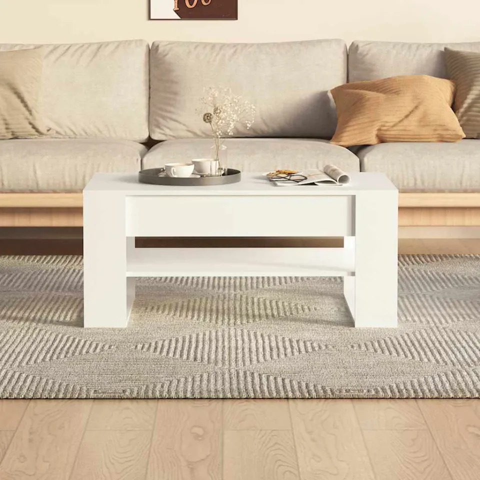 vidaXL Salontafel 102x55x45 cm bewerkt hout wit, foto 3
