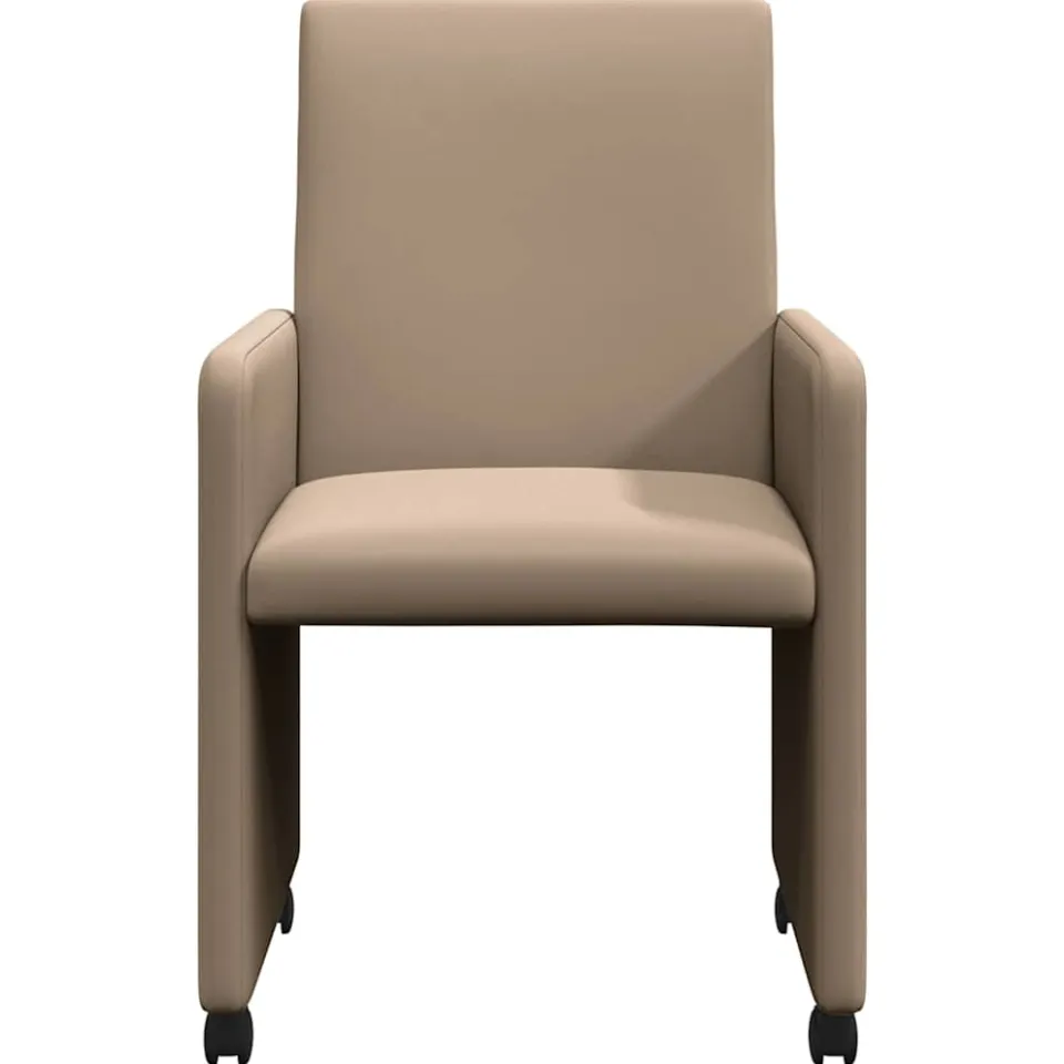 vidaXL Eetkamerstoelen met Wieltjes 2 st Kunstleer Cappuccino bruin, foto 4