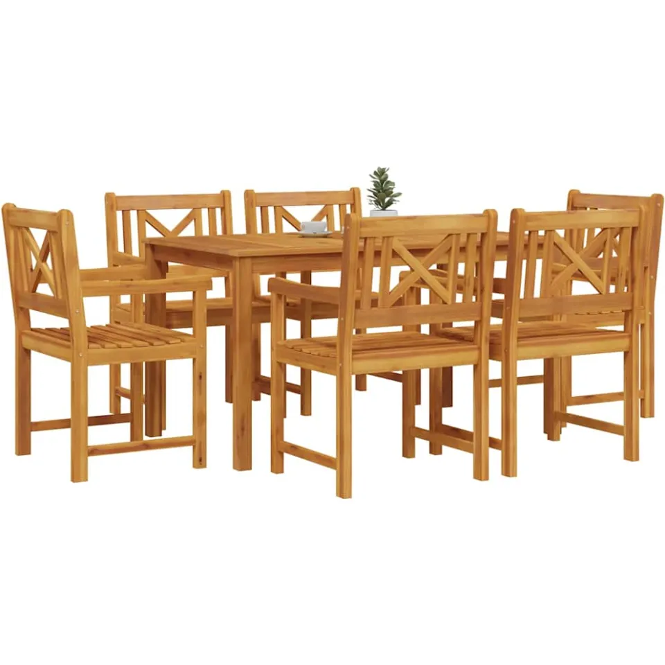 vidaXL Tuin eettafelset 7 st Bruin Massief Acaciahout