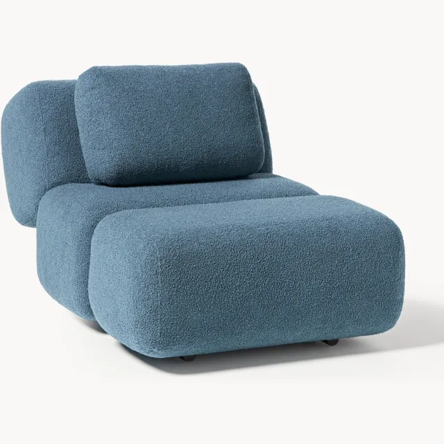 Westwing Collection Teddy fauteuil Caterpillar Blauw