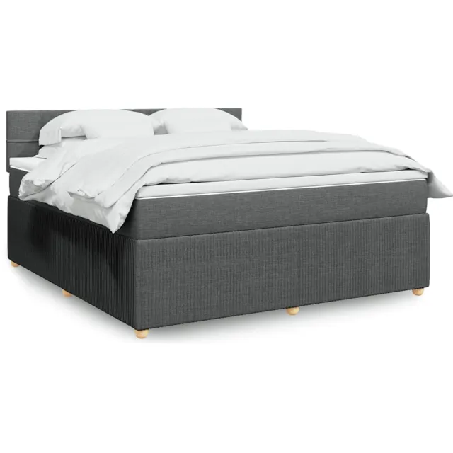 vidaXL Boxspring met matras stof donkergrijs 180x200 cm grijs