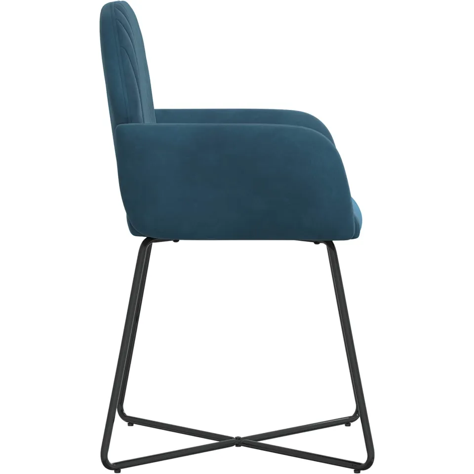 vidaXL Eettafelstoelen 2 st fluweel Blauw 55 x 50 x 84 cm, foto 4