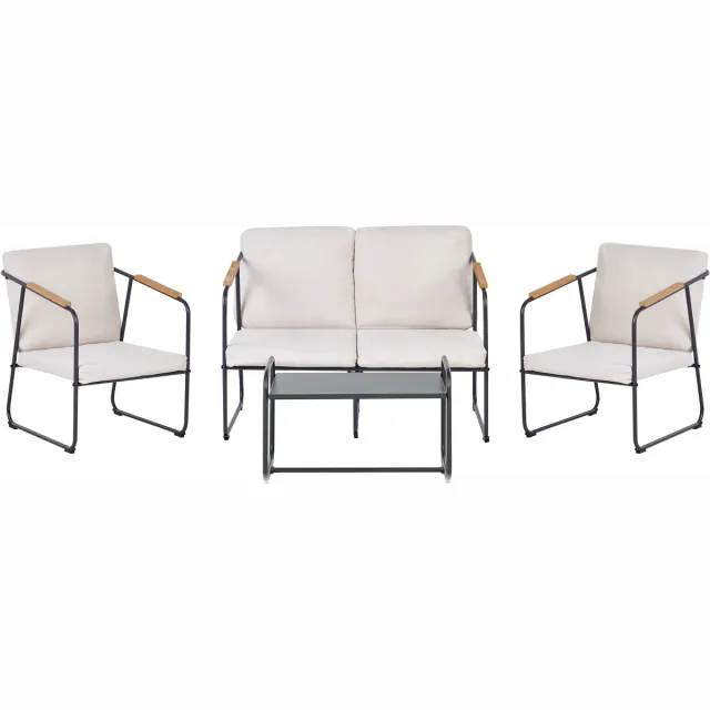 Beliani VEZZANA - Loungeset 4-zits - Lichtbeige - Staal