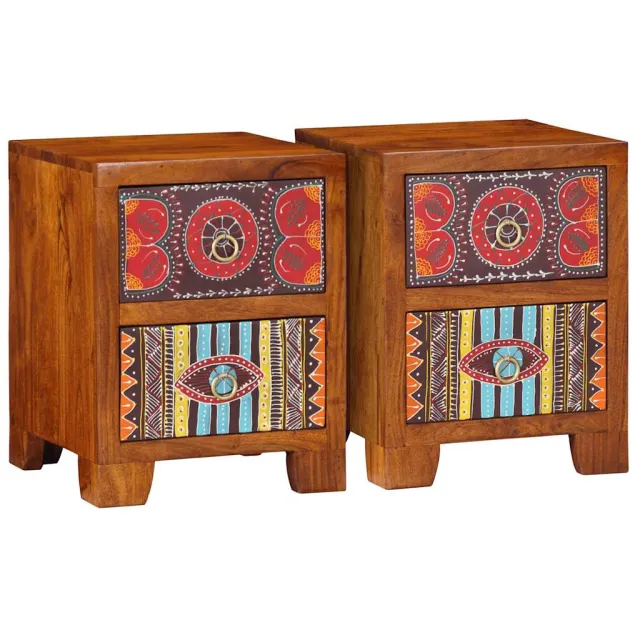 vidaXL Nachtkastje 2 st 35x35x45 cm massief acaciahout Bruin