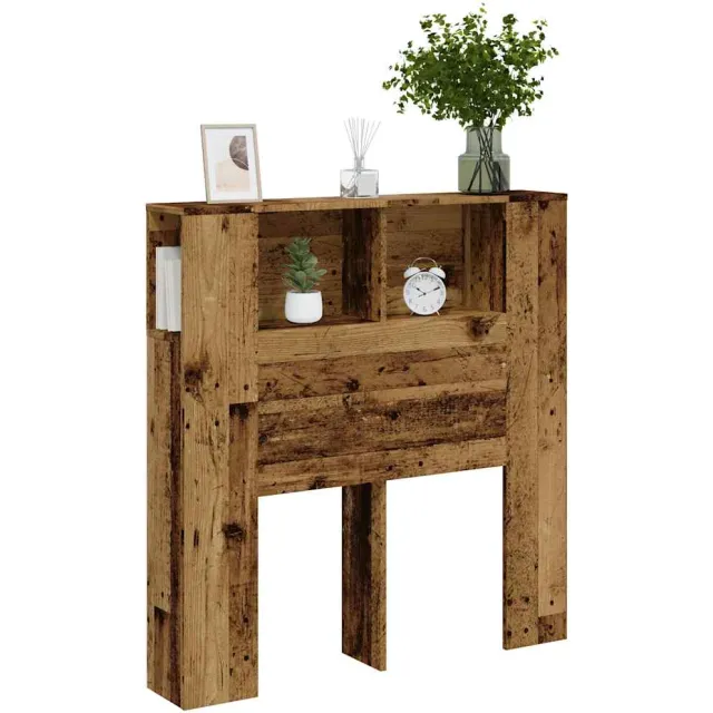 vidaXL Hoofdbordkast 100x18,5x102,5 cm bewerkt hout oud houtkleurig Bruin