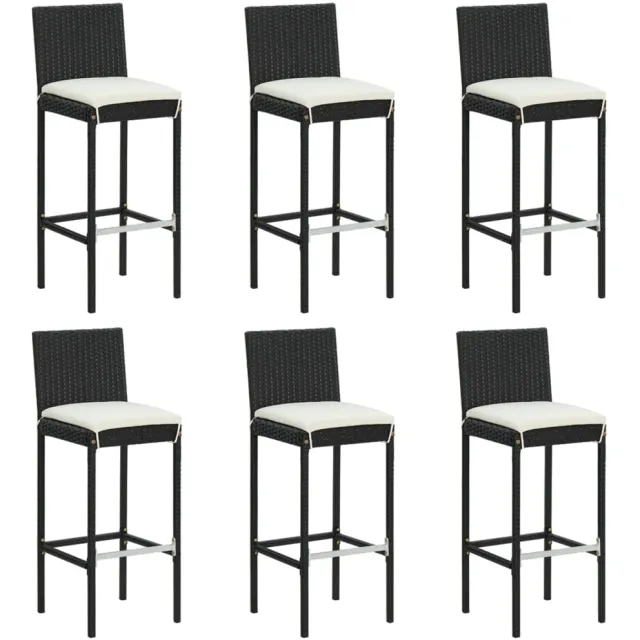 vidaXL Barkrukken 6 st met kussens poly rattan zwart