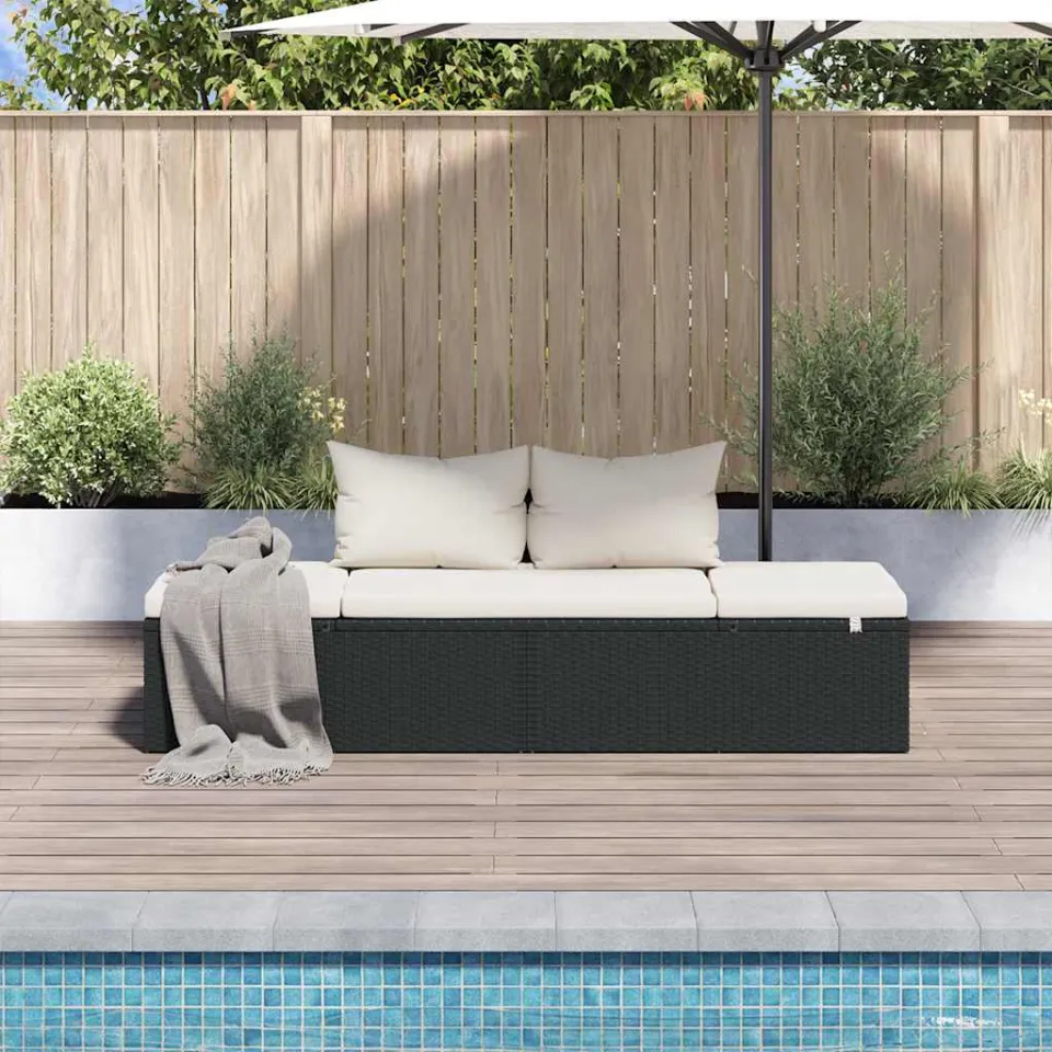 vidaXL Tuinbed 195x60 cm poly rattan zwart, foto 3