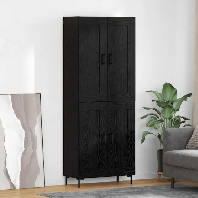 vidaXL Hoge kast 2 st Zwart Eiken 69,5 x 34 x 180 cm Bewerkt hout
