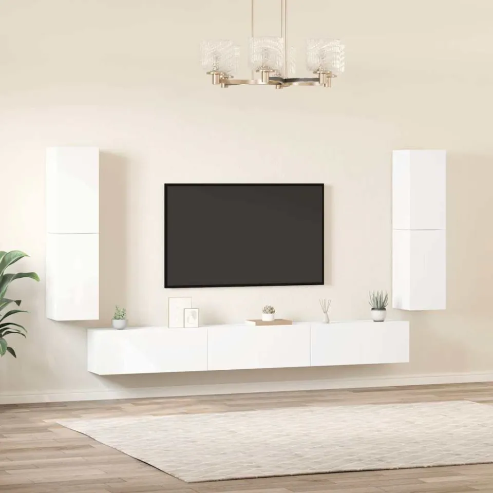 vidaXL 7-delige Tv-meubelset bewerkt hout wit, foto 2