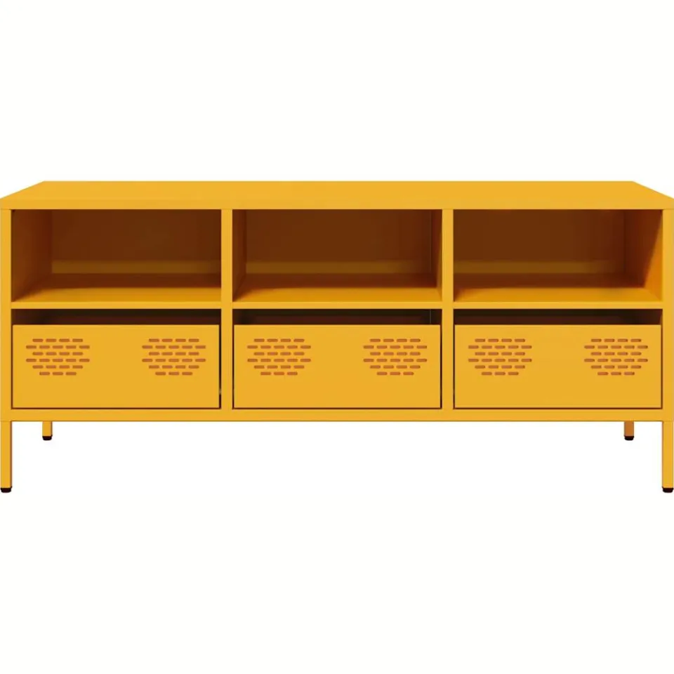 vidaXL Tv-meubel 101,5x39x43,5 cm koudgewalst staal mosterdgeel, foto 4