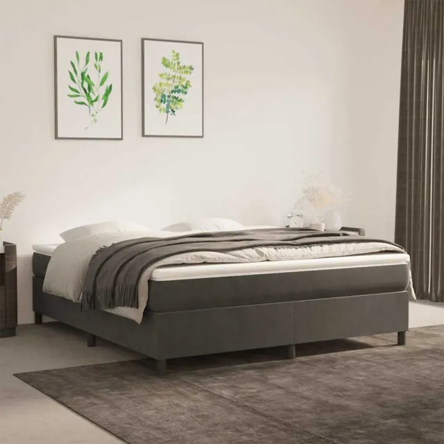 vidaXL Boxspring met matras fluweel donkergrijs 160x200 cm grijs
