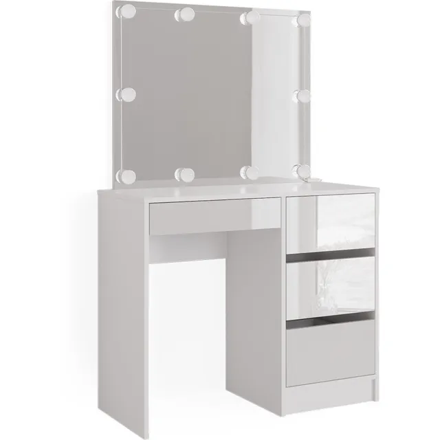 Vicco Kaptafel Sherry, Wit, 90 cm met spiegel en LED-lichtslinger