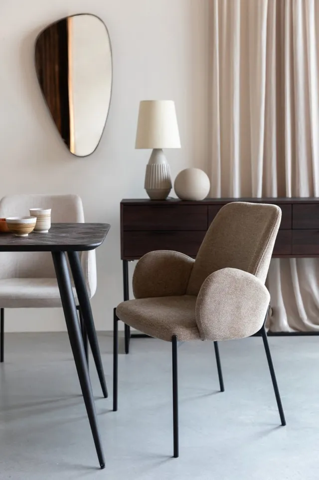 G***-M Eetkamerstoel Stof Taupe - Zithoogte 48,5cm - 60x57,5x85cm - Giga Meubel