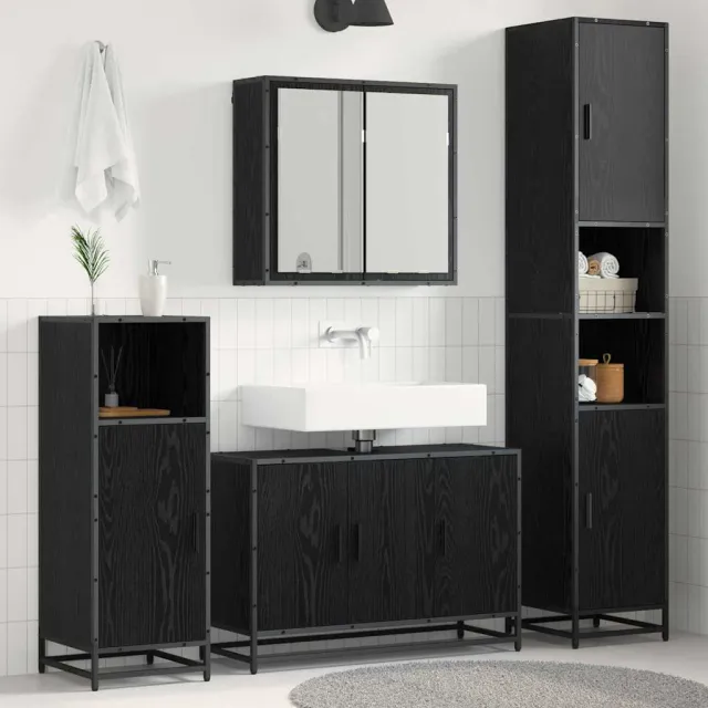 vidaXL Badkamermeubelset 4 st Zwart Eiken 35 x 37,5 x 188,5 cm, foto 2