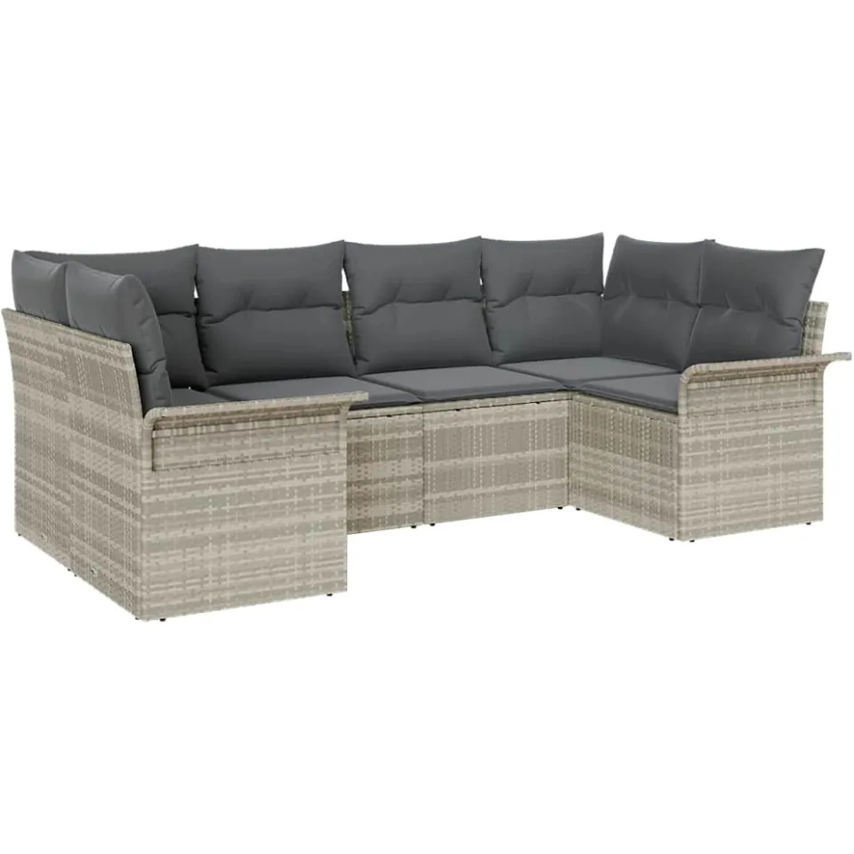 vidaXL Tuinbankenset 6 st Lichtgrijs poly rattan
