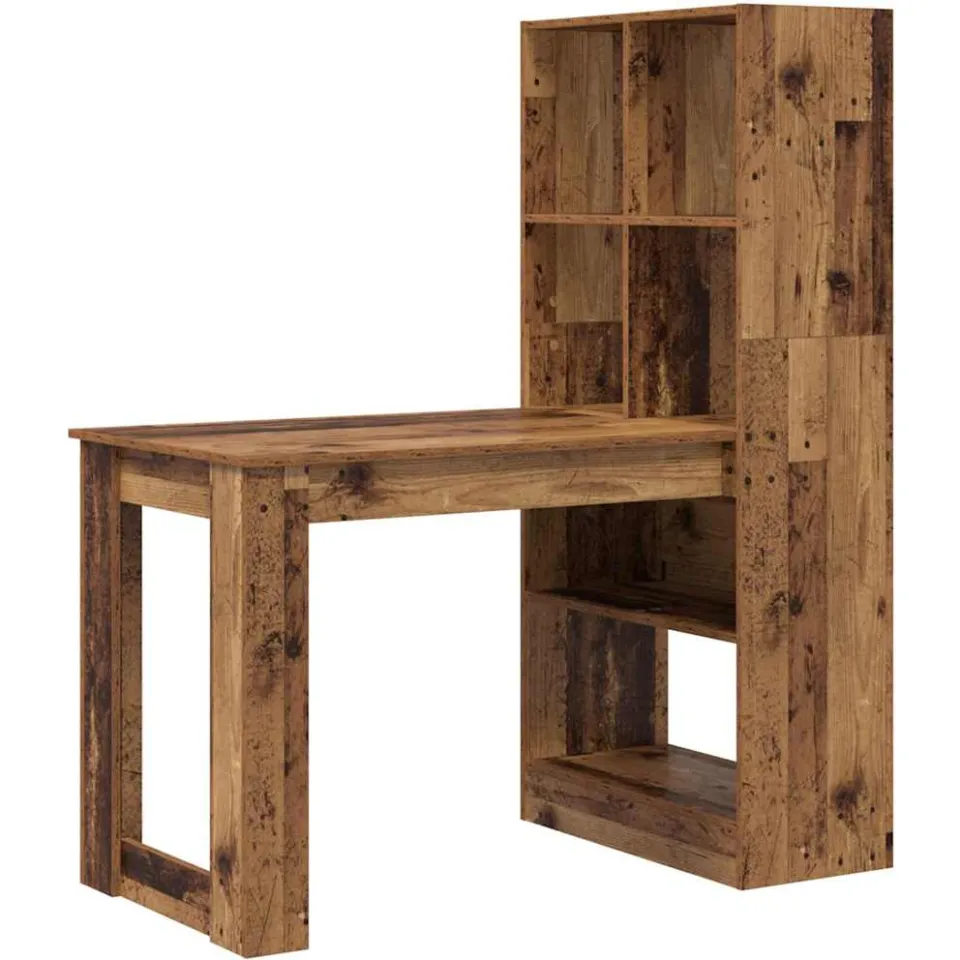 vidaXL Bureau Oud Hout 122 x 67 x 145 cm Bewerkt hout bruin, foto 3