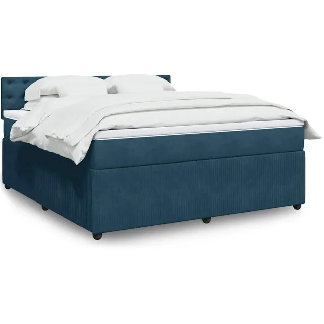 vidaXL Boxspring met matras fluweel blauw 180x200 cm
