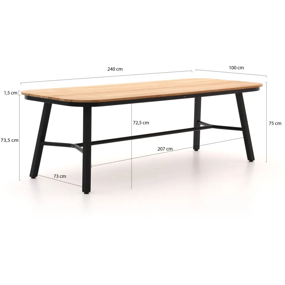Hartman tuinmeubelen Hartman Tubb dining tuintafel 240x100cm zwart, foto 3