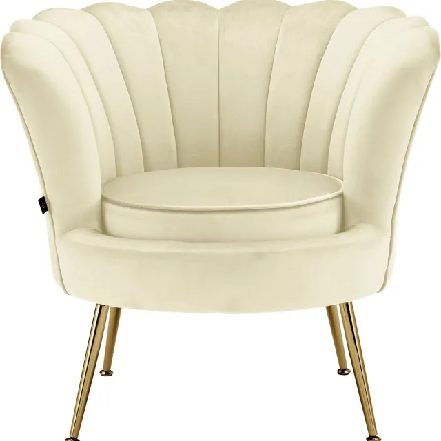 Notio Living Kelsey-Gestoffeerde Accent Stoel in Fluweel Crème Wit