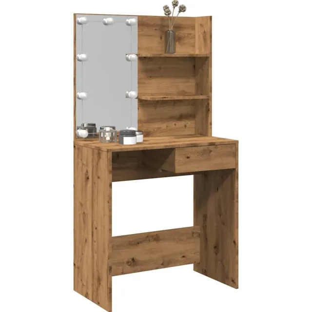 vidaXL Kaptafel met LED-verlichting 74,5x40x141 cm artisanaal eiken Bruin